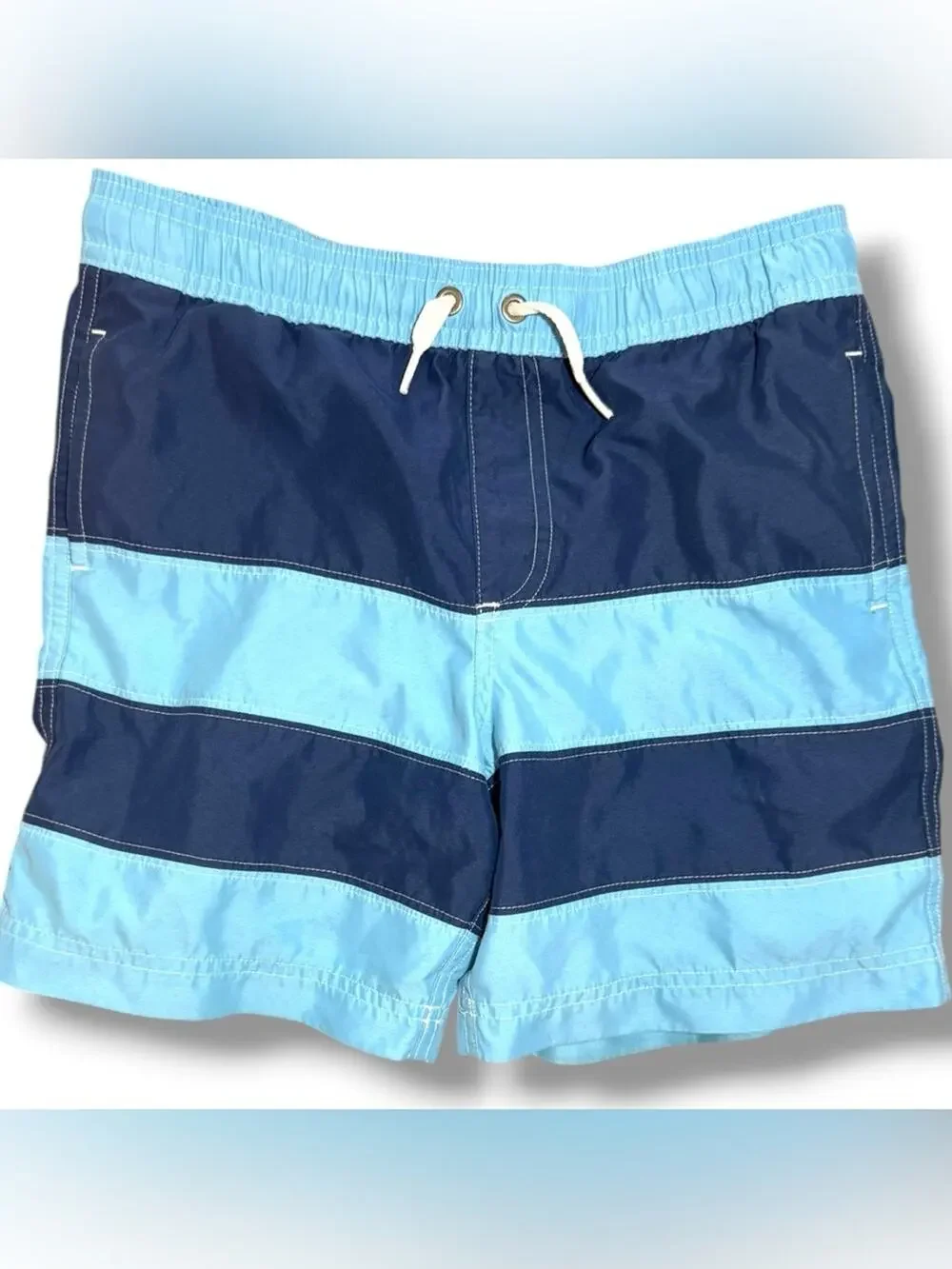 Hanna Andersson Blue Stripe Swim Trunks